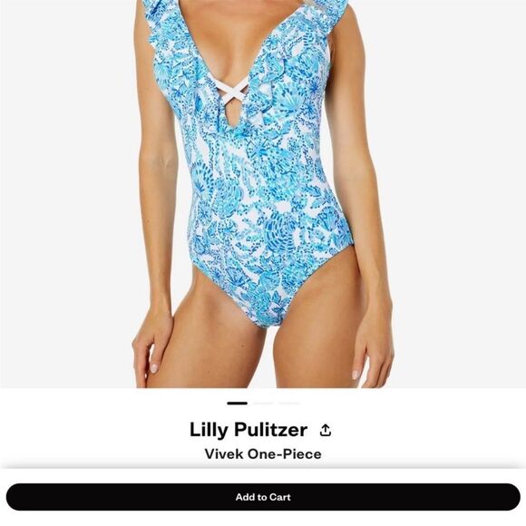 Lilly Pulitzer Vivek One-Piece Swimsuit Turquoise Oasis Size‎ 0 NWT - Picture 2 of 12